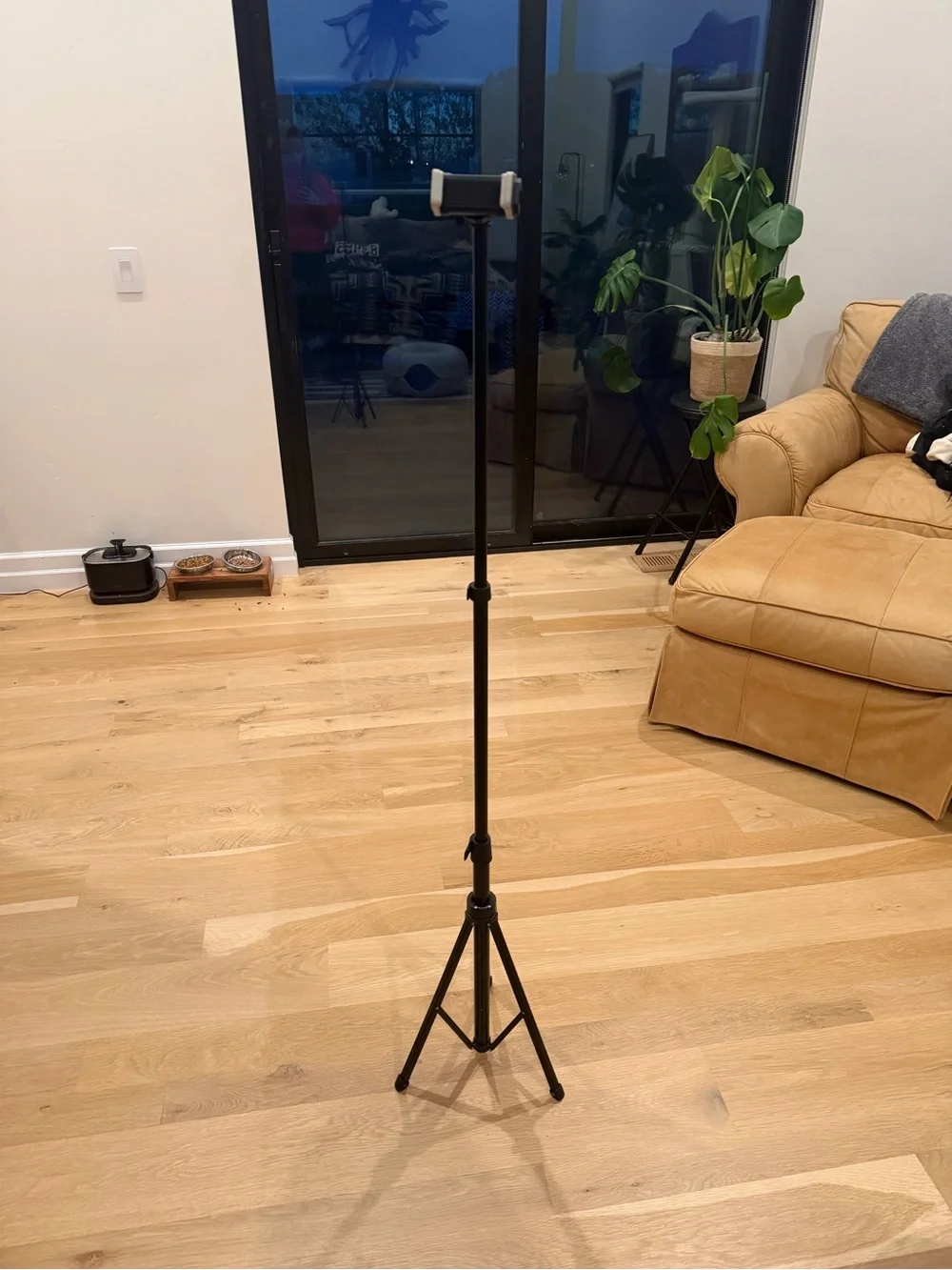 Compact Black Smartphone Tripod with Adjustable Phone Mount